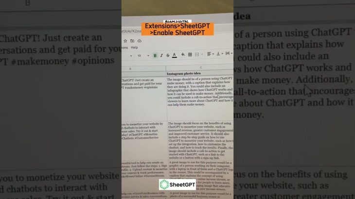 ChatGPT + Google Sheet to create social media content