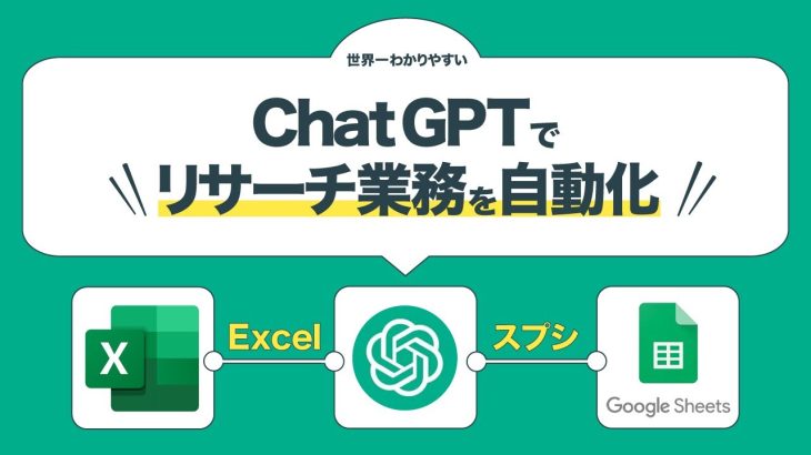 ChatGPTをExcel（スプシ）連携してリサーチ業務を自動化する使い方【エクセル・スプレッドシート】