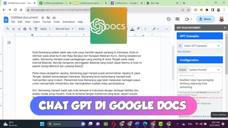 CARA MENGGUNAKAN CHATGPT DI GOOGLE DOCS