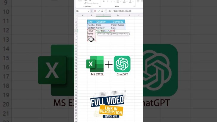 ChatGPT In Excel Shorts #2 #dataanalysis #excelfansonly #excelforbeginners #tutorial