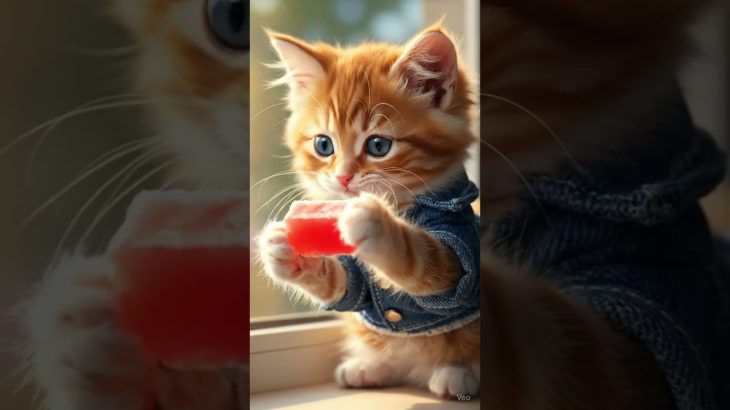 【#Kitten ASMR】猫が凍ったマグロを食べてみた🐱❄️　Cat tries frozen tuna 【Ep.2】【#chatGPT活用】